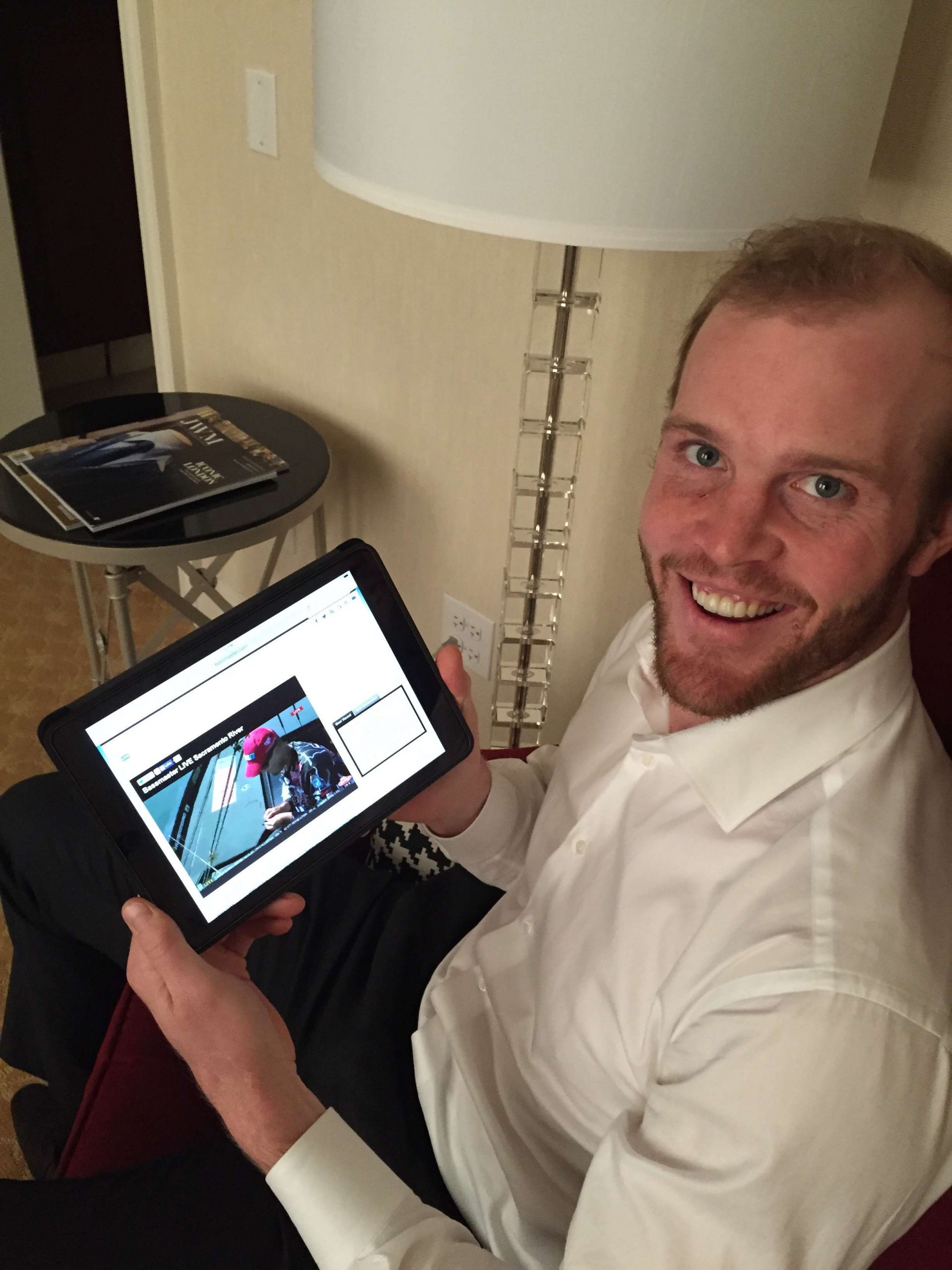 Oh, wait -- there was one more celebrity! Bryan Bickell, who plays for the Chicago Blackhawks in the NHL, watched Bassmaster LIVE in his suite before going out to play in a playoff game. And then the Blackhawks won! 