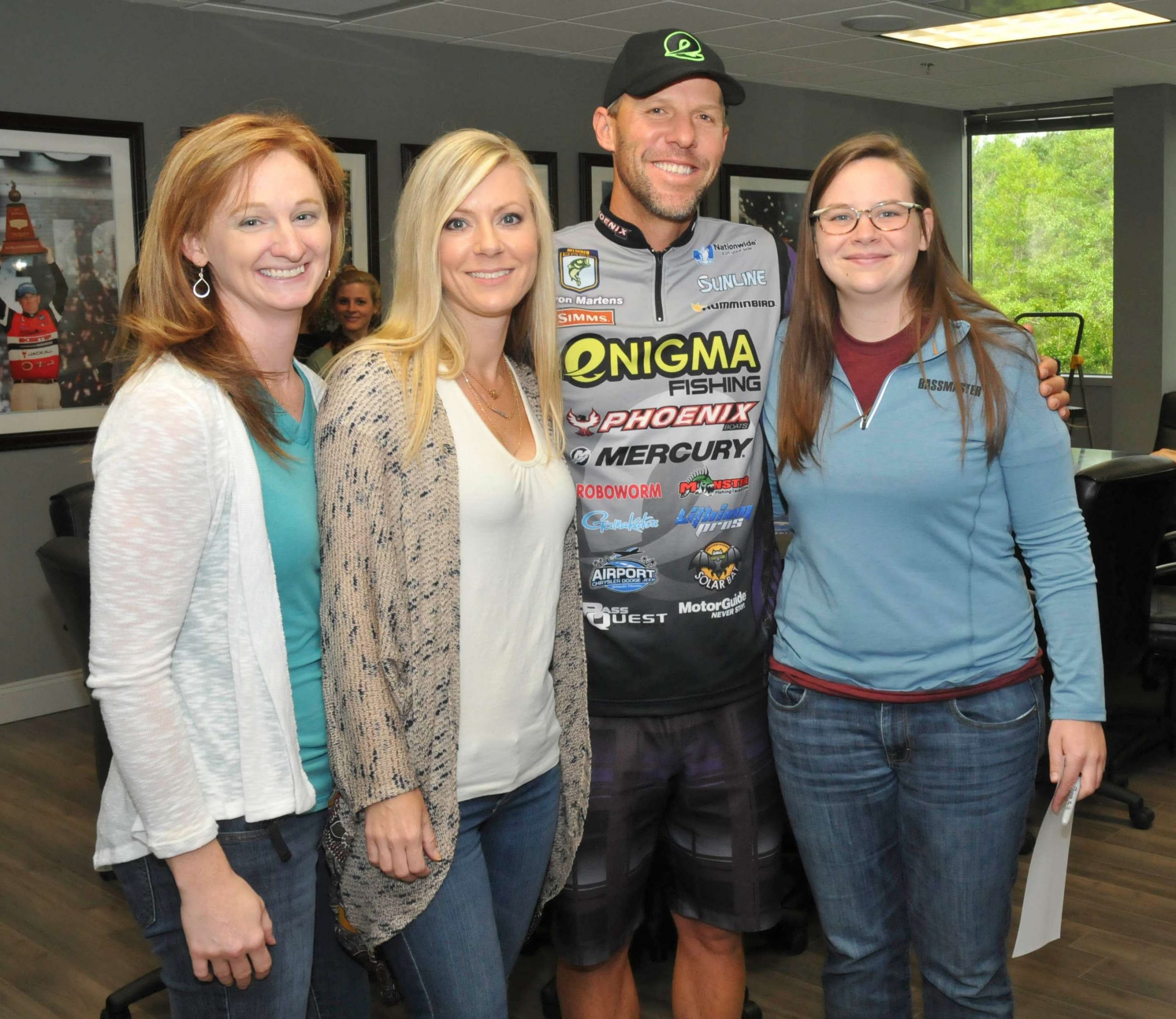 Aaron Martens, who won the Bassmaster Elite at Lake Havasu presented by Dick Cepek Tires & Wheels, met with B.A.S.S. employees at the company headquarters in Birmingham, Ala.
