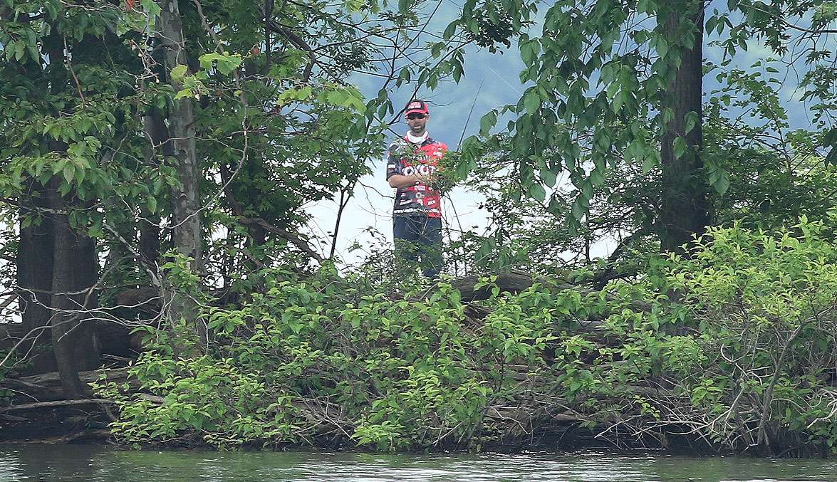 And while Michael Iaconelli fished nearby and peeked over the bushes.
