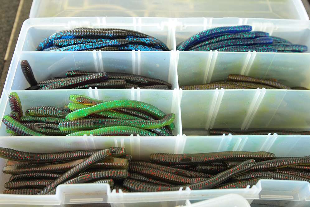 A box filled with Zoom Magnum Finesse Worms.
