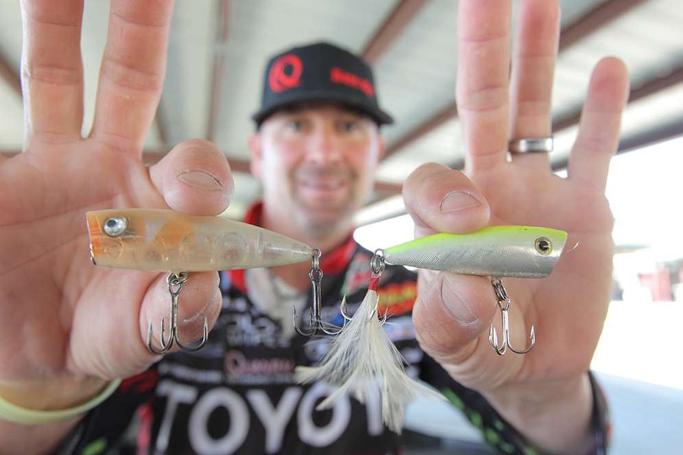 A closer look at the Yellow Magic, left, and Rico topwater lures.
