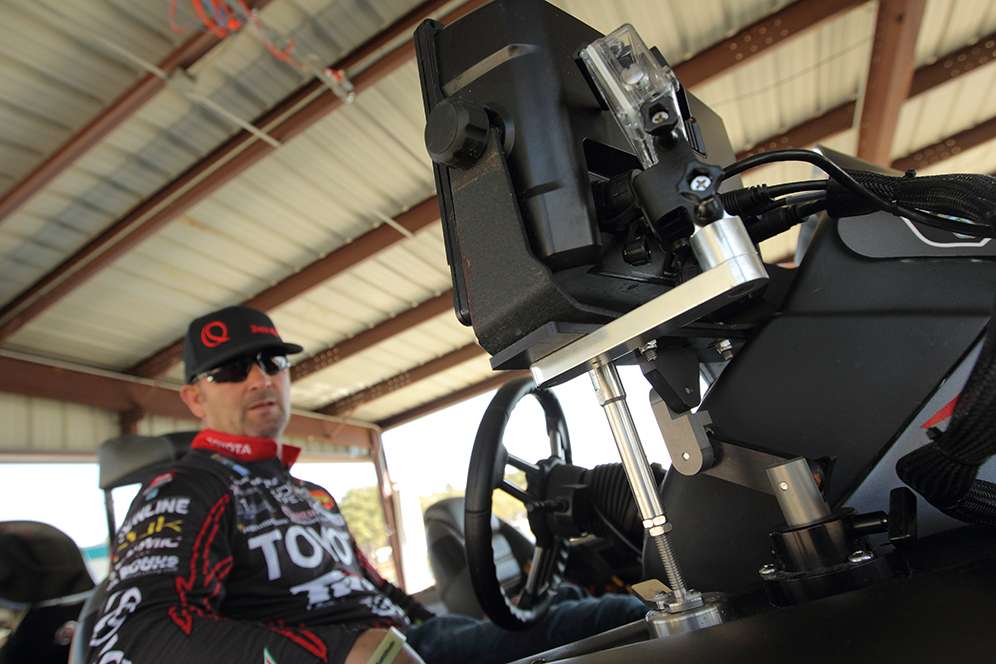 Another view of the GoPro mount that helps Swindle capture all of the action in his boat.