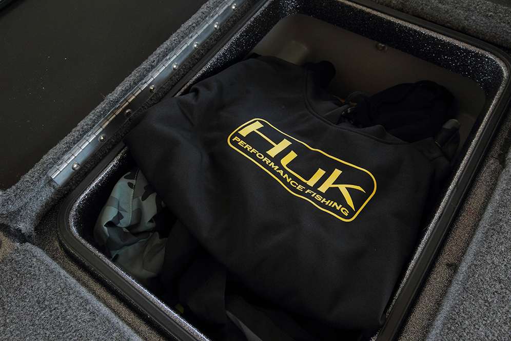 One box is stuffed with a variety of Huk gear.