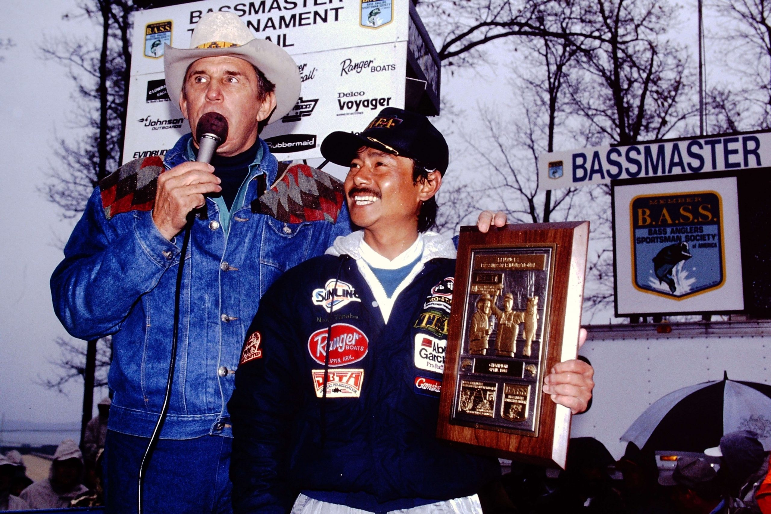 Due to illness, Ray Scott stayed off the stage during most of the final dayâs weigh-in, but he couldnât resist hopping on stage to introduce Tanabe as B.A.S.S.âs first international winner.