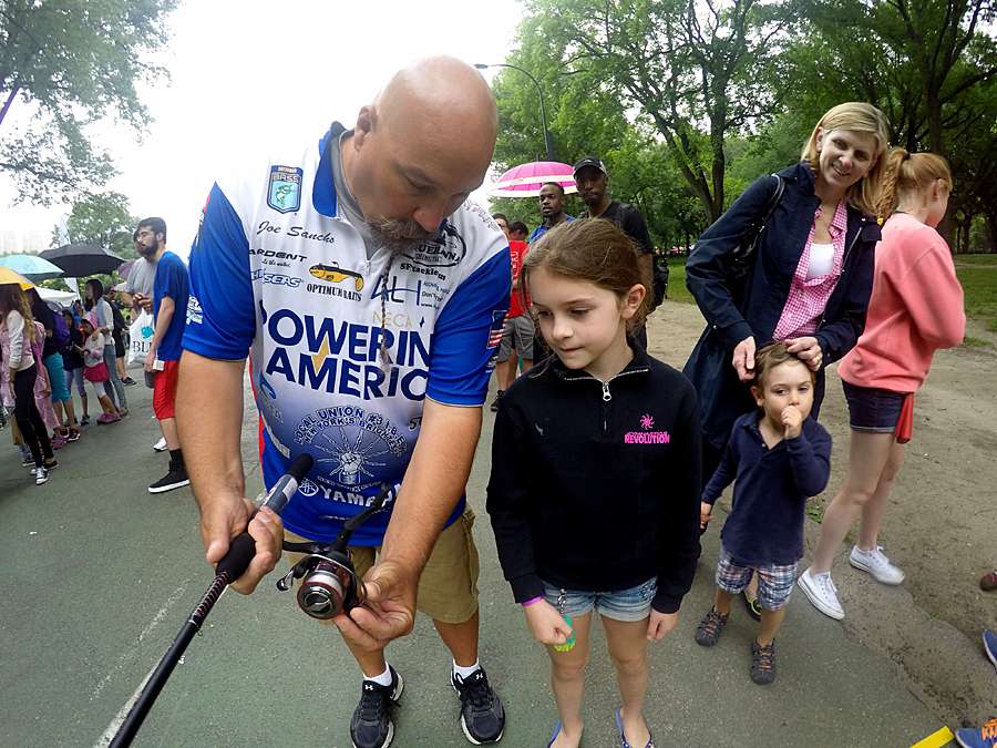 Bassmaster Elite Series pro Joe Sancho was also a hit with the kids.