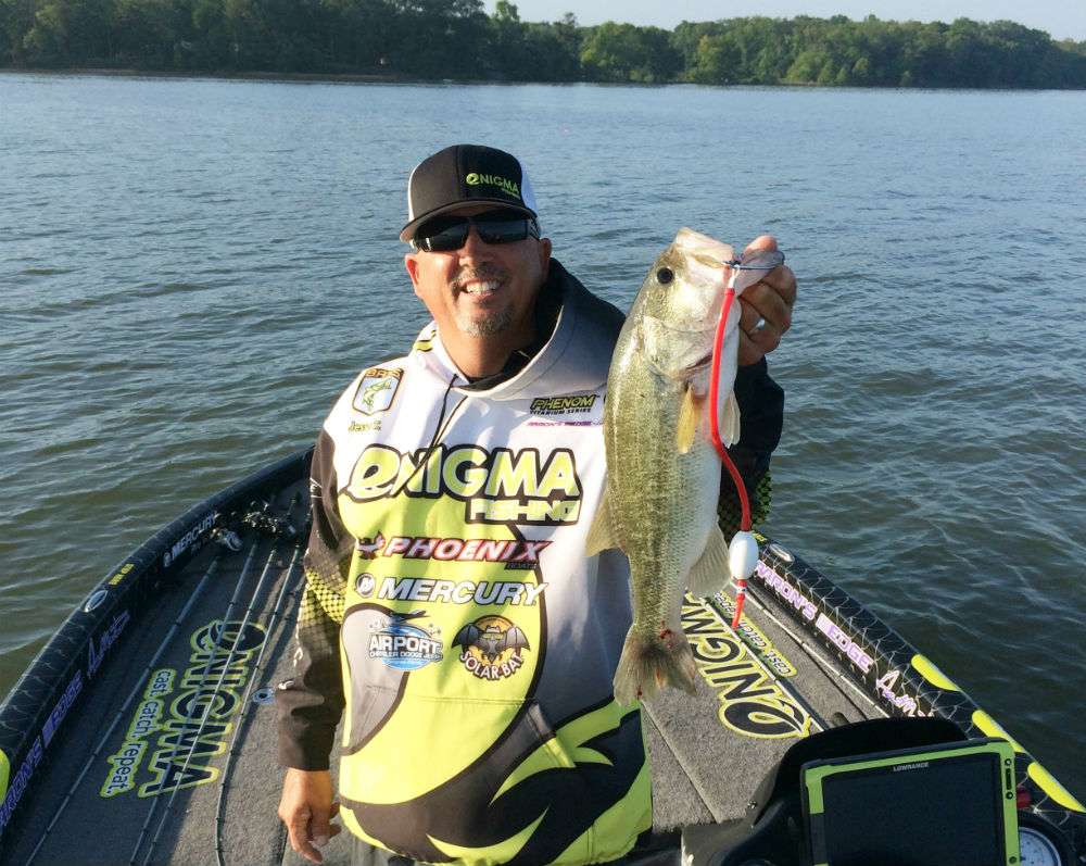 First fish of the day for Jesse Tacoronte. Photo by Bassmaster Marshal Greg Gibson