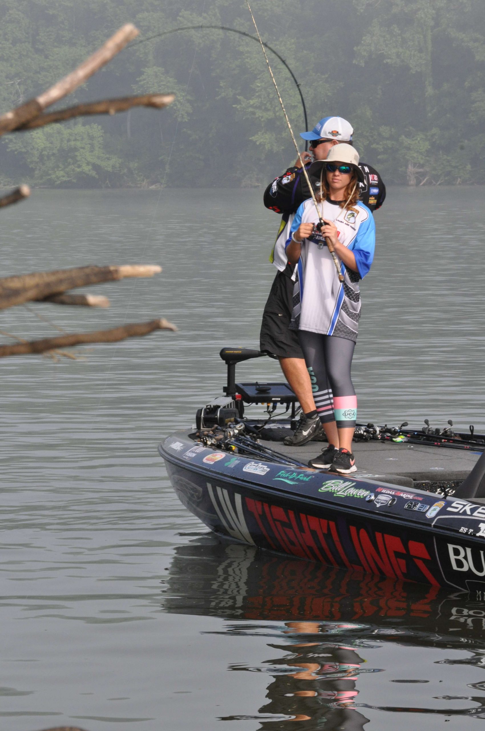 Lowen sets the hook on the first bass ever caught in a Bassmaster High School All-American tournament.
