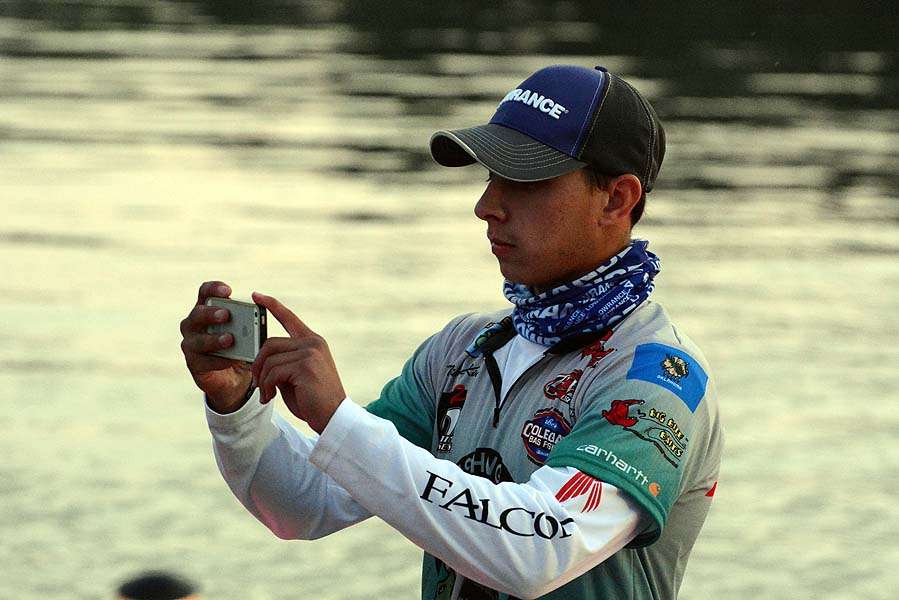 Capturing the moment is a popular pre-tournament ritual for the anglers. 