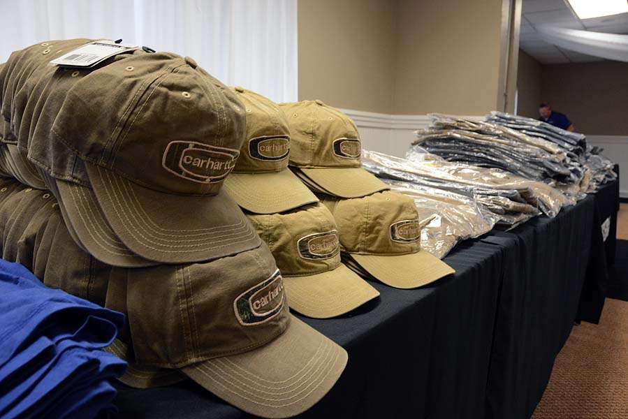 The forecast calls for hot and humid conditions. These Carhartt hats will be worn by many of the anglers to keep cool. 