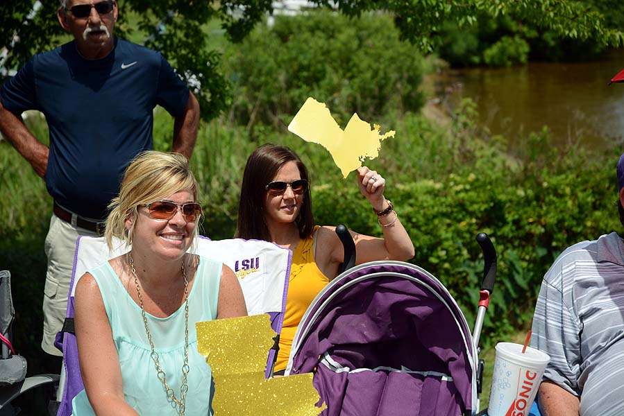 These fans are from Louisiana and support their anglers and the LSU football team. 