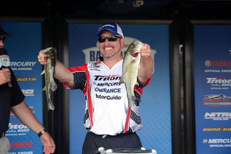 Brian Harold of Virginia with his best bass of the day. 
