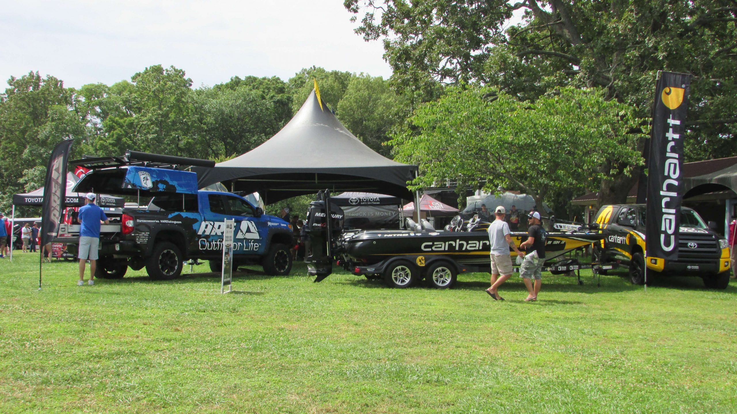 A.R.E. Truck Caps, Toyota and Carhartt were all booth neighbors as part of BASSfest.