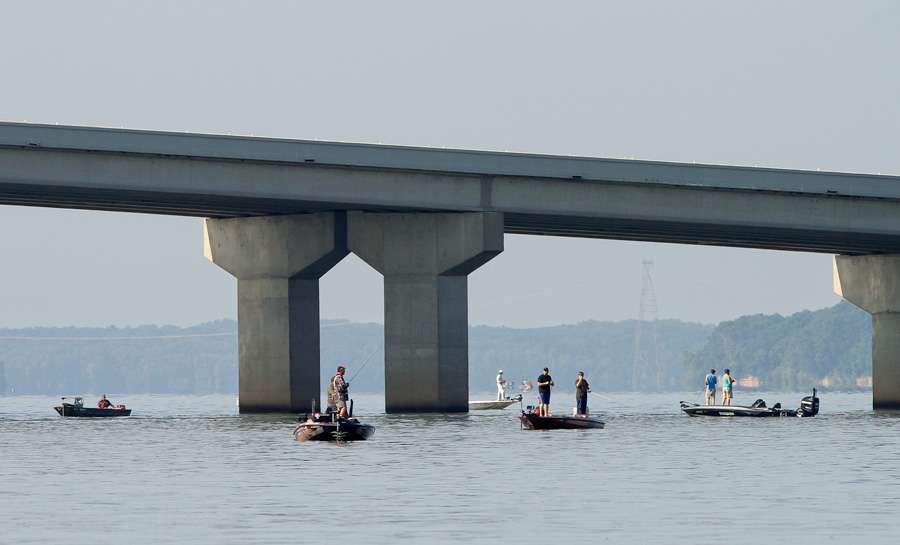The bridge near Paris Landing was being hammered by both Elite Series contenders and recreational fishermen. 
