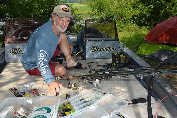 I worked on tackle the day before the James River Bassmaster Northern Open at my Chickahominy Riverfront Park campsite.