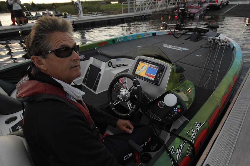 Bernie Schultz heads out in 4th place today, watch for him on Bassmaster Live.