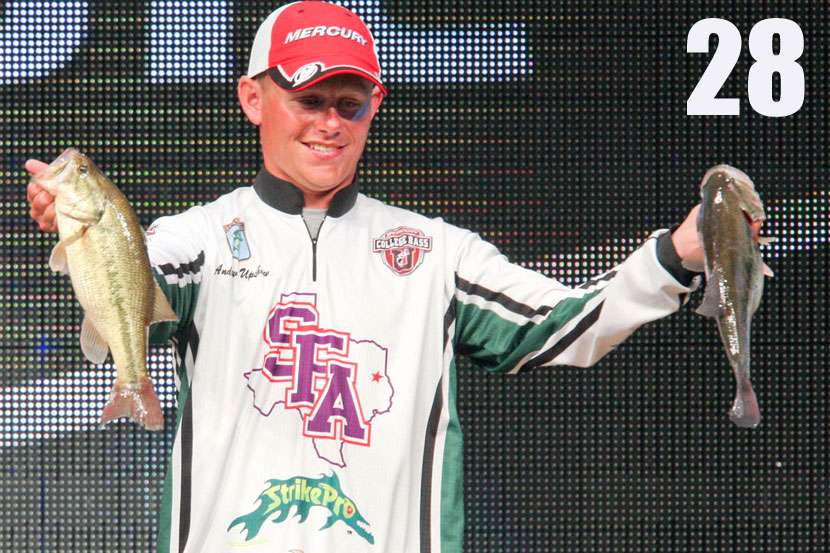 Andrew Upshaw, 28, of Sapulpa, Okla., became the first angler to represent Carhartt College Series in the Bassmaster Classic. Along with a Carhartt Bassmaster College Series National Championship in 2011 with Stephen F. Austin University, Upshaw has gone on to compete in 16 Bassmaster Opens, finishing in the money in a third of his appearances. 
