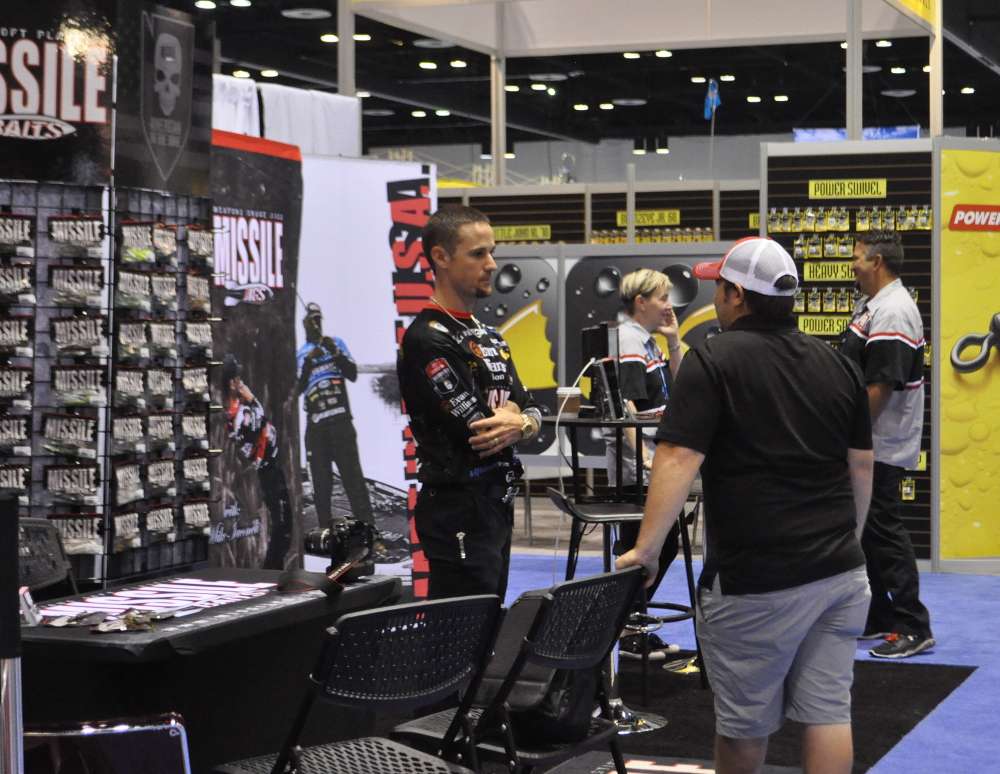 John Crews spends most of his time at ICAST at the booth of the company he created 3 1/2 years ago, Missile Baits.