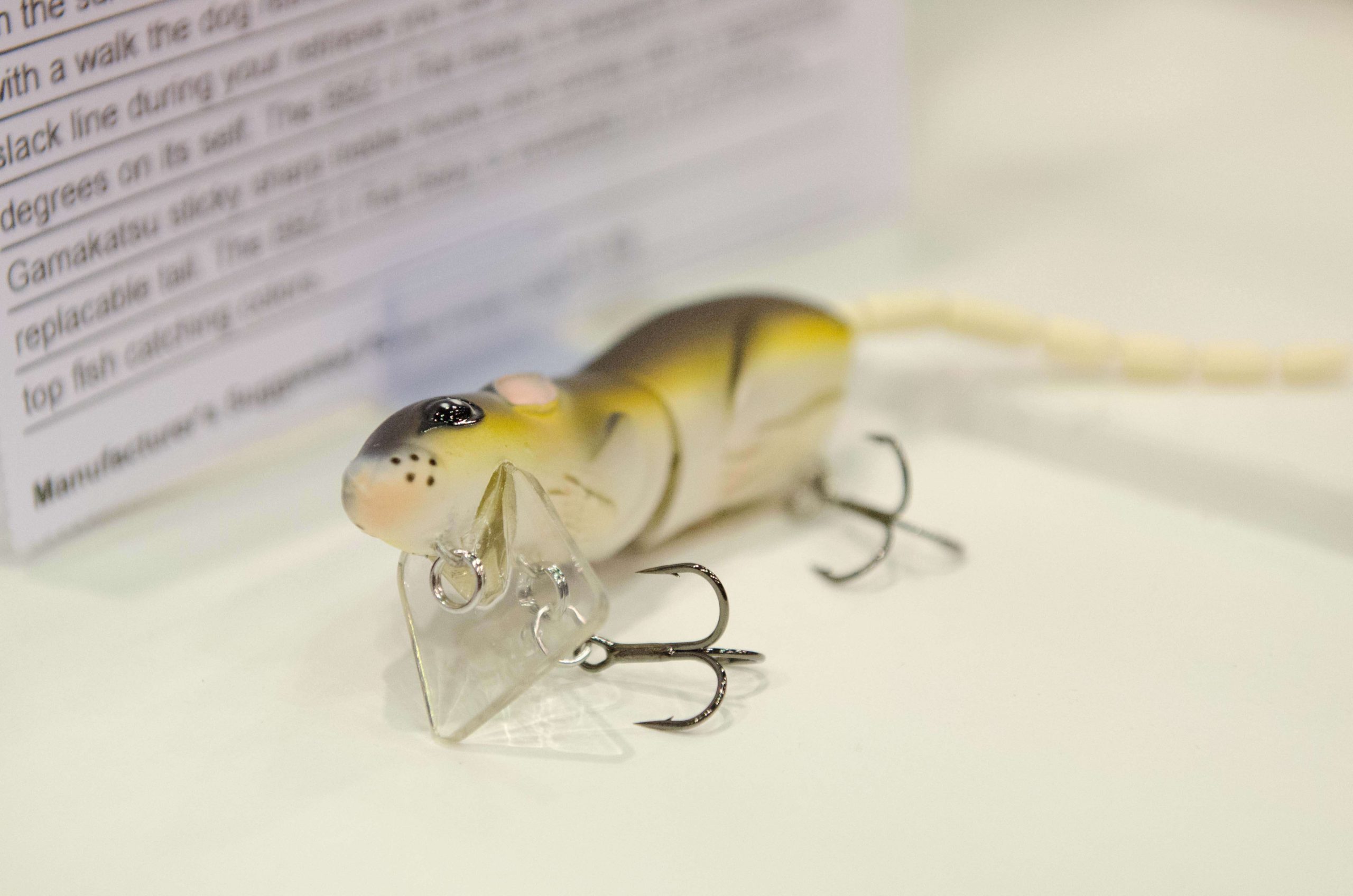 The BBZ-1 Rat Baby is a hard lure that is 3 1/2 inches long and is equipped with two treble hooks. 