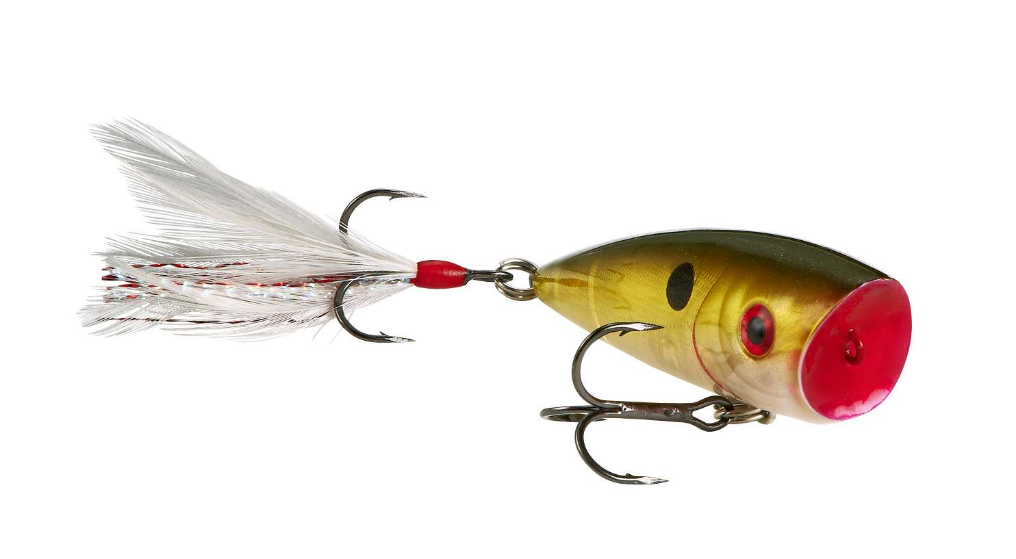 <b>BOOYAH</b><br>	Boss Pop<br>	This new topwater bait from BOOYAH features an Easter egg-shaped face that's less deep than other chuggers to allow it to skitter across the surface like a panicked baitfish but still chug and spit like the rest. The Boss Pop is available in two sizes, 2-5/16 inches (1/4 ounce) and 2-3/4 inches (3/8 ounce) and eight color patterns. 