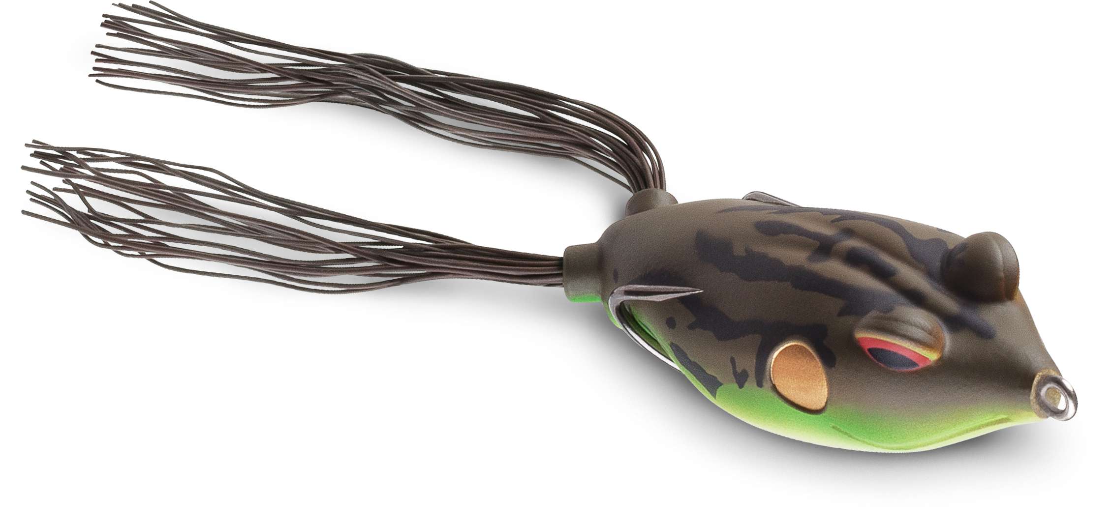 <b>Terminator</b><br> Walking Frog<br>	This frog from Terminator will slog through the heaviest of cover. Features widest hook gap available thanks to positioning the weight in the rear and an extra-soft body that will compress easily to allow for the VMC hooks to find their target.