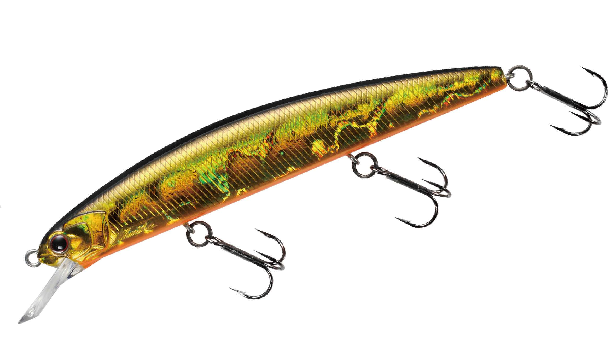 <b>O.S.P</b><br>	Varuna<br>	This mid-sized, 4.33-inch jerkbait with a slim body has a traditional full, flat body that increases bites with its flashing effect and strong water drive. Three small tungsten weights which slide inside the body reach near the tail and enable an accurate, long cast with stable flying posture. The weights also produce unique sounds and a low center of gravity. This bait creates bites with both stop-go action and straight retrieve.
