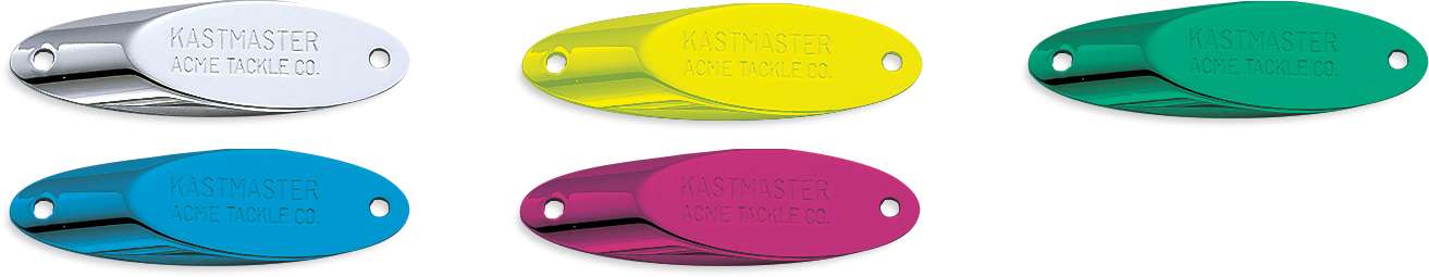 <b>Acme Tackle Company</b><br>	Kastmaster<br>	The new, 1/24 ounce Kastmaster offers a slim profile for anglers needing a more subtle presentation than larger models can provide. Bass love them whether anglers are using them on big southern reservoirs or smallmouth streams in the North. Jig it, rip it or simply reel it in and start catching more. Now available in GLOW and UV models.