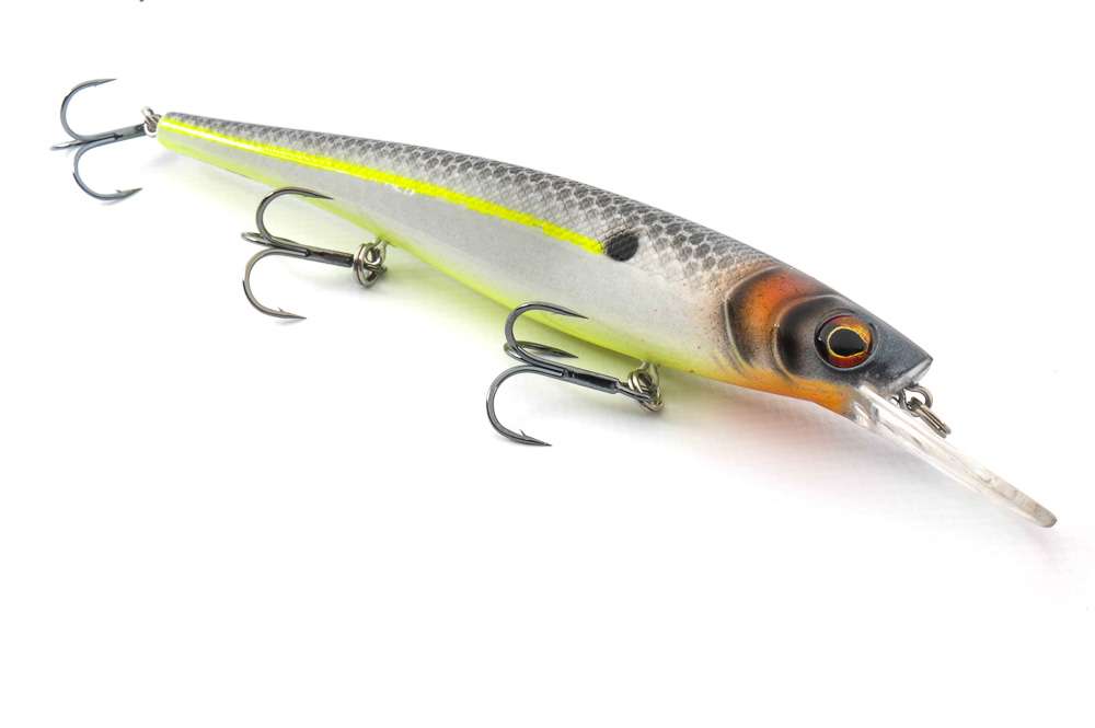 <b>Berkley </b><br>
Skinny Cutter 110+<br>
This slimmer version of Berkley's suspending jerkbait has long-distance castability according to Berkley. The coffin-shaped bill allows for maximum darting action and side flash with minimal rod movement. 