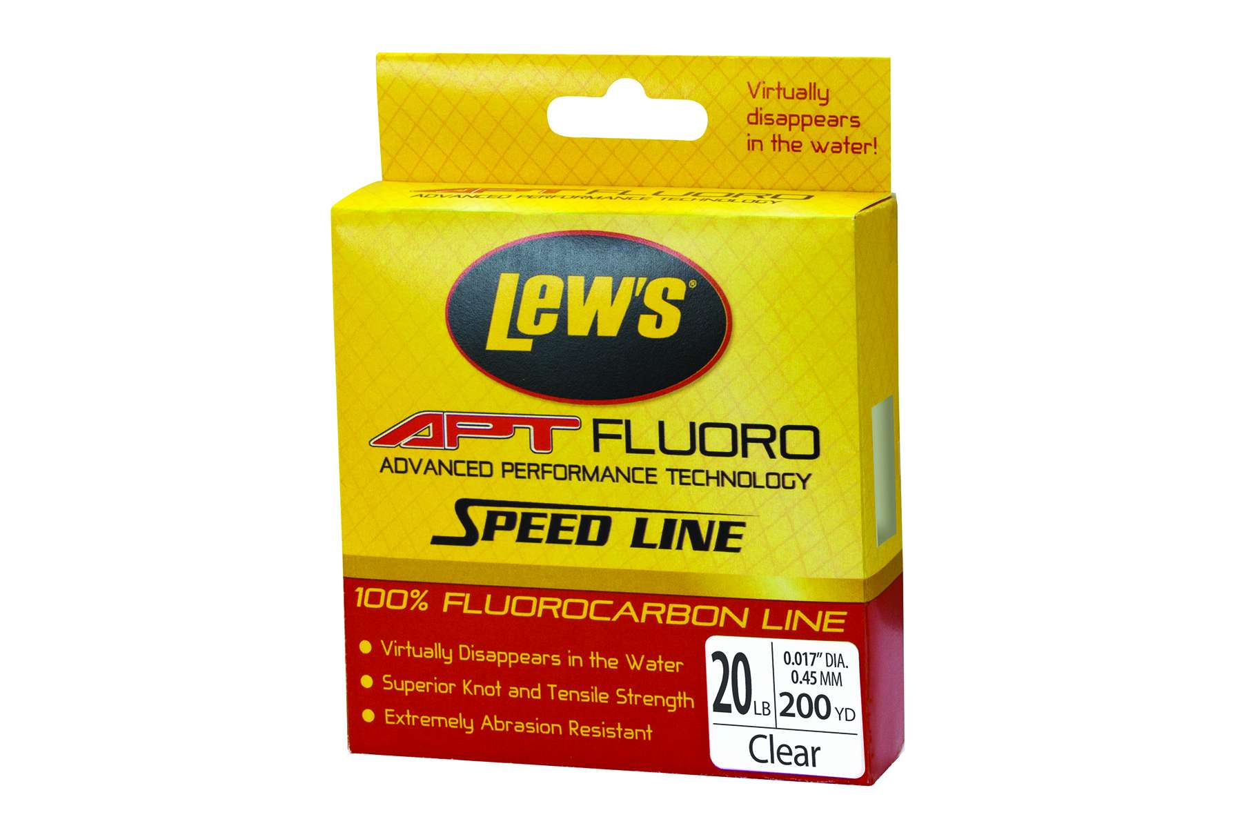 <b>Lew's</b><br>	APT Fluorocarbon Speed Fishing Line<br>				Lew's Fluorocarbon Speed Line casts and handles like a premium monofilament, yet it's incredibly strong and tough with high abrasion resistance properties. Available in Transparent Clear, the standard filler spool is 200 yards. Lew's Fluorocarbon is available in 6, 8, 10, 12, 14, 17, 20 and 25 pound test line sizes.