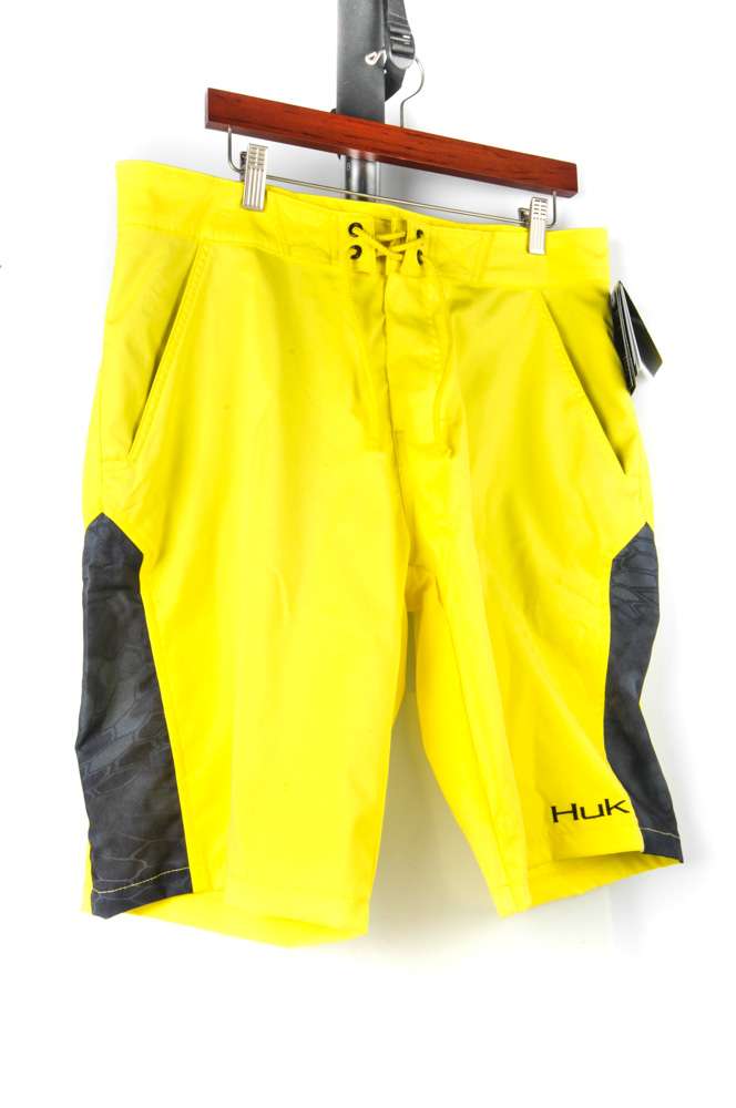 <b>Huk</b><br>
Kryptek Typhon Bottoms<br>
Think the folks from Huk had their pro-staffer, Skeet Reese, in mind when they chose the yellow color pattern for these shorts? Made of Huk Performance Fabrics, the quick-drying shorts have a non-binding, high-stretch quality for maximum comfort.