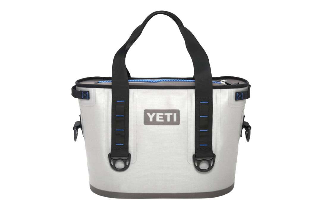 <b>YETI</b><br>	Hopper 20<br>	The YETI Hopper 20 is a personal, portable, anything-but-soft-sided cooler. Easily transport at least 12 icy cans to the lake using the sturdy handles or carrying strap. The Hopper is puncture-resistant, leak-proof and sports an anti-microbial liner that resists mildew. Plus, it keeps beverages cold thanks to 1 inch of closed-cell foam insulation on the sides and 1 1/2 inches on the bottom.