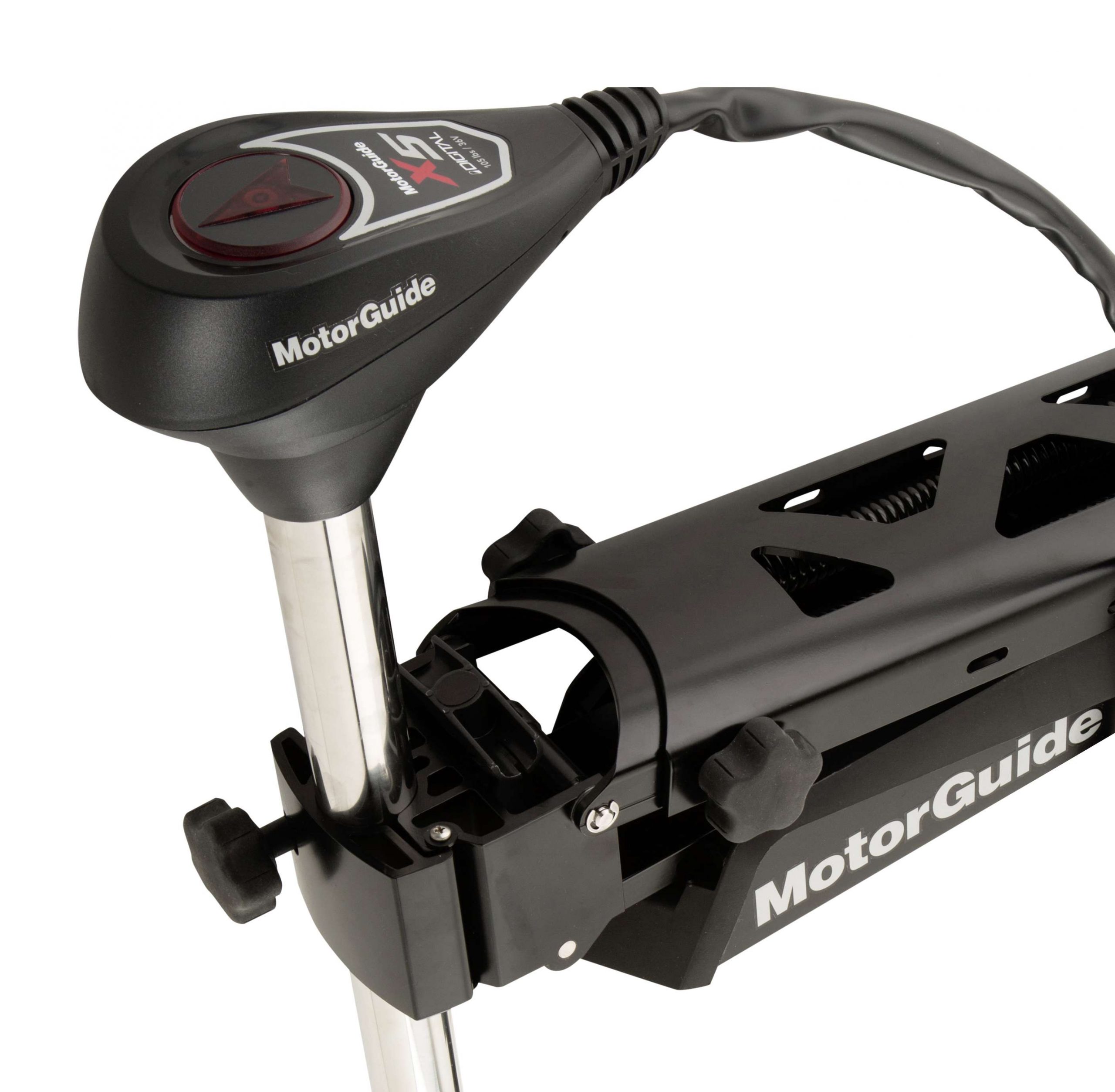 <b>Motorguide</b><br>	X5<br>	Here's the latest from Motorguide, which will be on KVD's boat ASAP. The new X5 with its patented Variable Ratio Steering (VRS) technology puts anglers in control to precisely maneuver in tight spots where trophies hide. VRS enables subtle and precise steering adjustments and virtually eliminates torque steering feedback that can compromise boat stability and control. And with its oversized stainless steel outer shaft, composite inner shaft and wide breakaway mount, the X5 stands up to the demands of tournament fishing. Plus, digital power management technology is standard.
