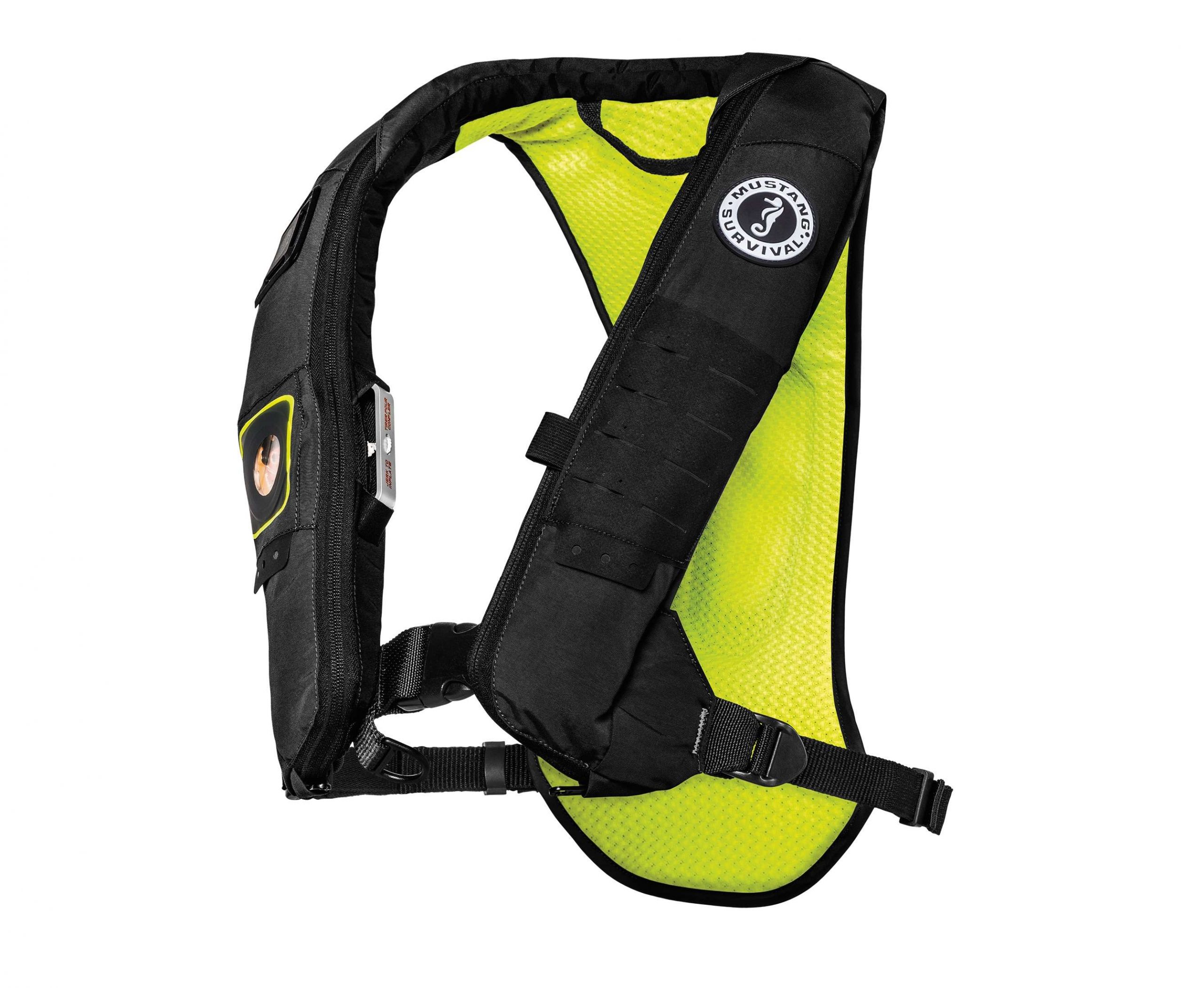 <b>Mustang Survival</b><br>	Elite 28K<br>	Mustang's new versatile inflatable PFD was specifically designed with kayak fishing in mind. Like all Mustang PFDs, it uses Hydrostatic Inflator Technology that only inflates when submerged. Also features lightweight outer shell and wicking mesh liner back vent for breathability. 