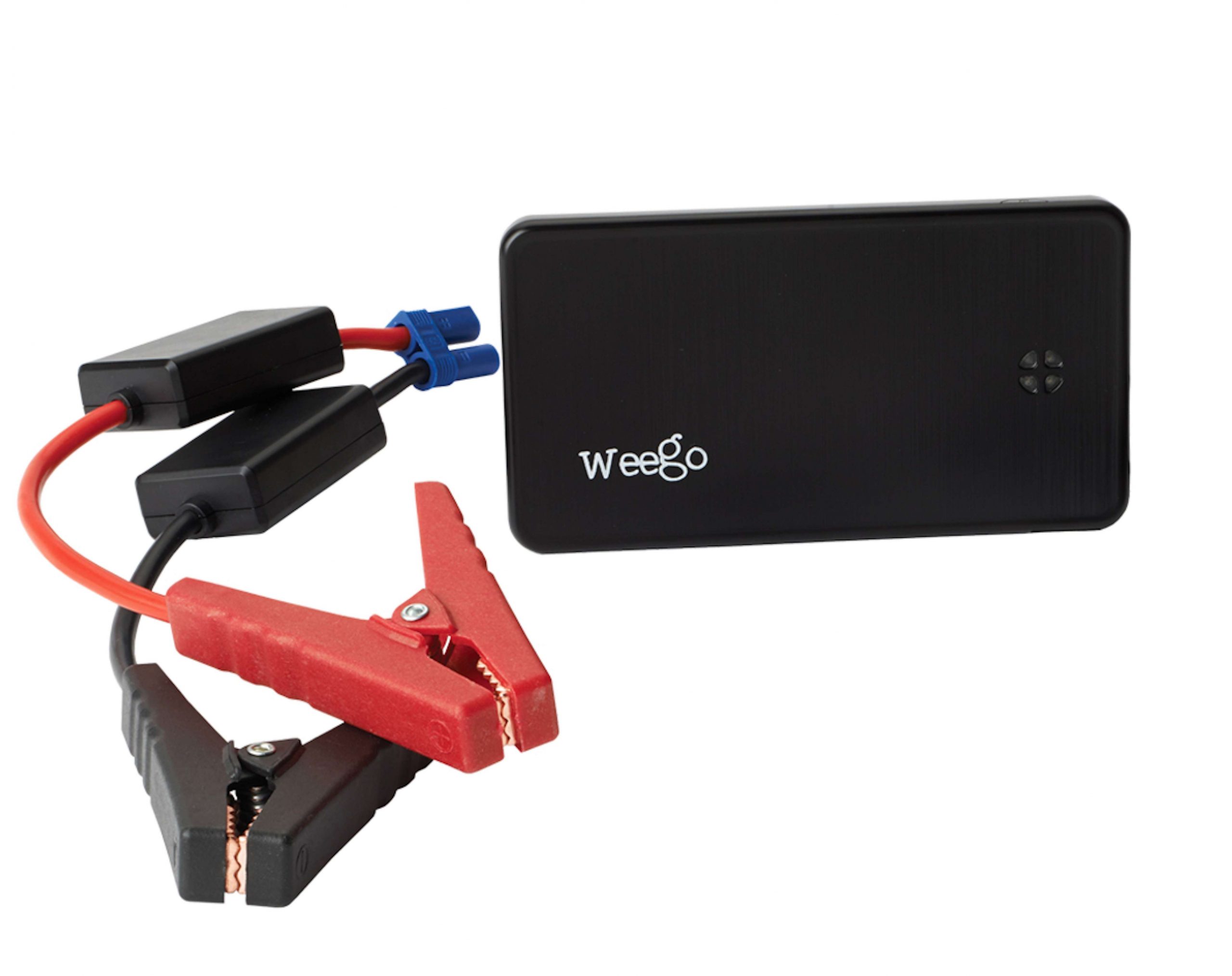 <b>Weego</b><br>	Jump Starter Battery+<br>	The Weego Jump Starter Battery+ is a pocket-sized unit capable of jump starting boats, cars, trucks, motorcycles and ATVs, as well as charging phones, tablets and other USB devices. Weego Jump Starters include all cables with instructions and are offered in three sizes: JS6, JS12 and JS18. The JS6 Standard is capable of starting gas engines up to 4.6 liters, diesels up to 2.4 liters and almost all outboard engines.
