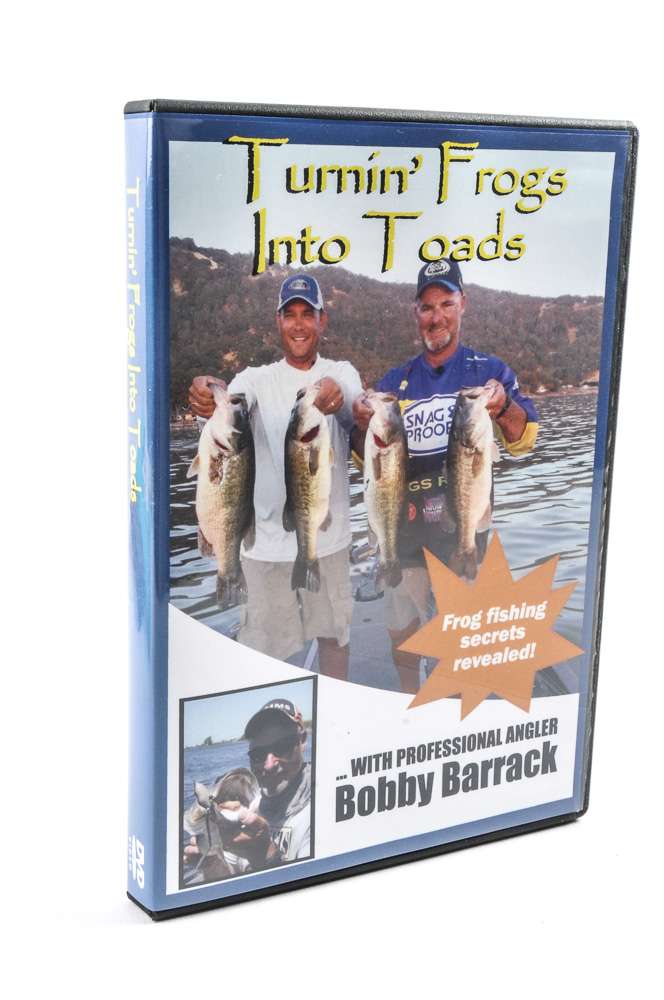 <b>Snag Proof</b><BR>
Turning Frogs Into Toads DVD<BR>
Learn professional froggin' strategies and techniques from Bobby Barrack in this instructional DVD. Includes 50 minutes of practical top-water instruction and fish catches. Whether you're a weekend angler or a tournament fisherman, this video will provide techniques and pointers to take frog fishing to the next level.