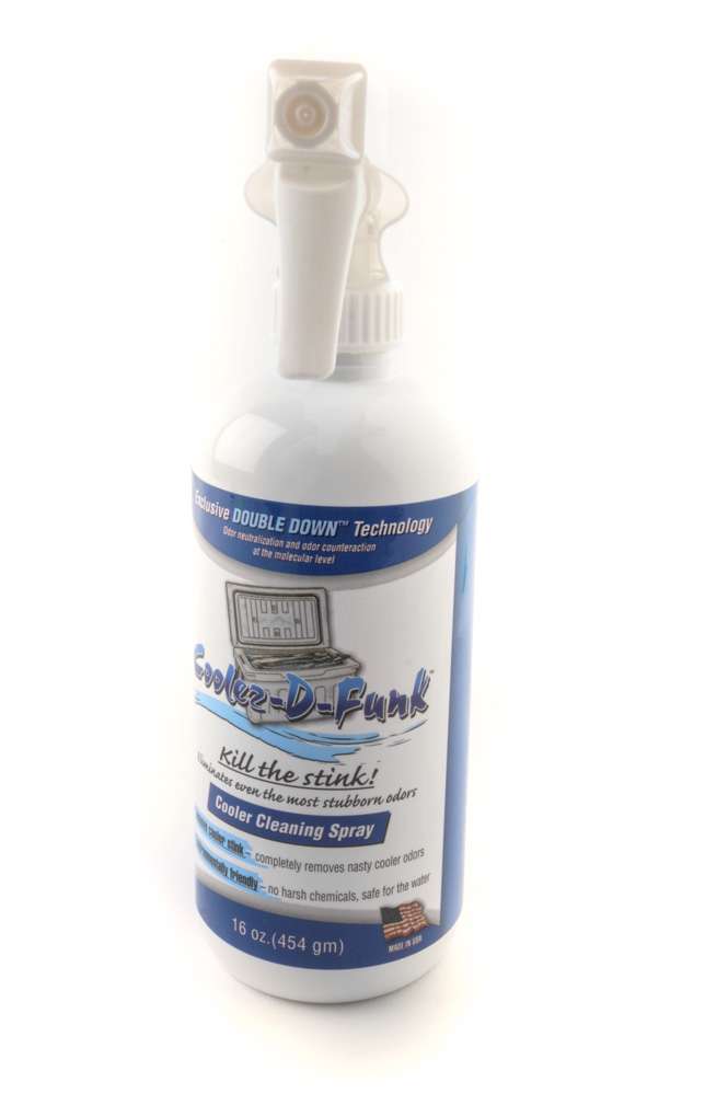 <b>Fish-D-Funk</b><BR>
Cooler-D-Funk<BR>
This cooler cleaning spray kills the stink and eliminates even the most stubbor odors. This bleach-free spray is environmentally-friendly with no harsh chemicals and is safe for the water.