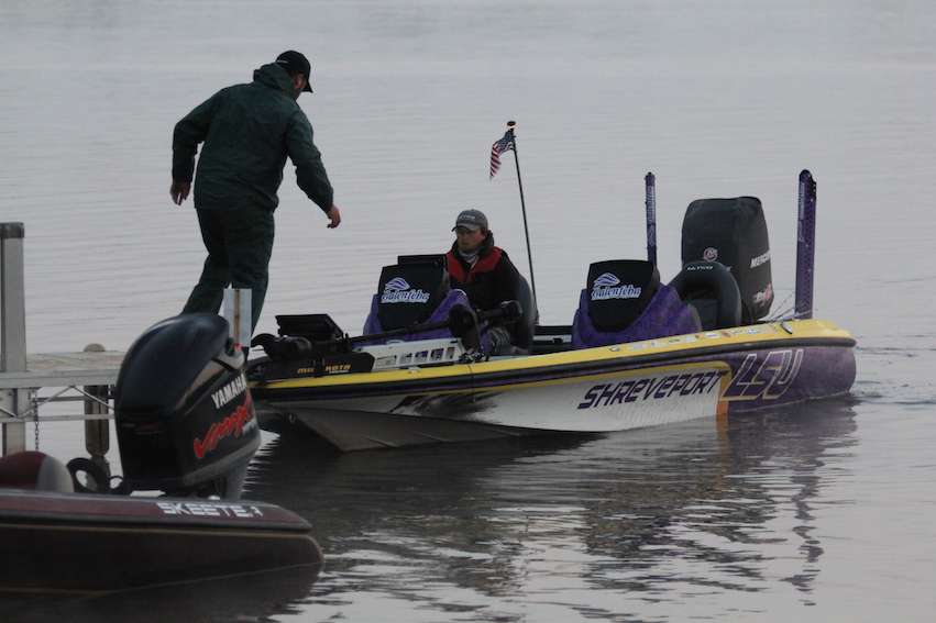 JP Kimbrough picks up teammate Jared Rascoe from the dock.