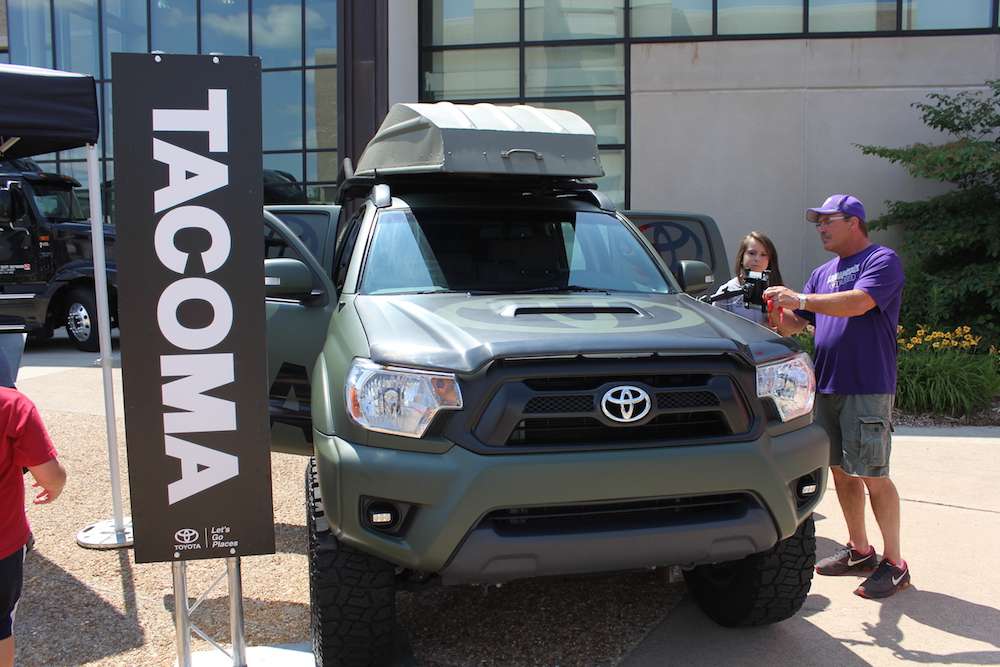 The Toyota Tacoma sporting a wrap showing Toyota's commitment to Hiring Our Heroes. 