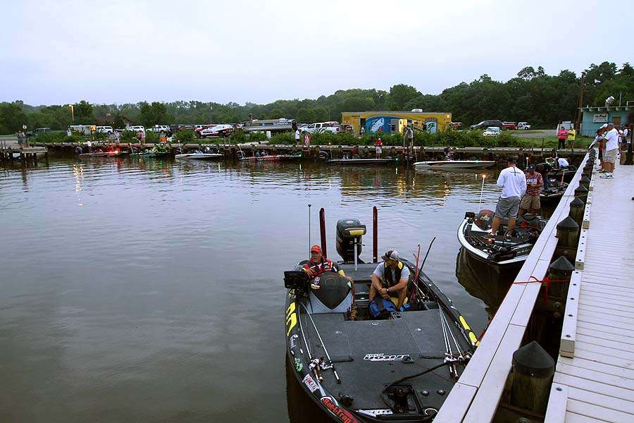 The top 12 boats will return here and then travel to Bass Pro Shops Outdoor World for the final weigh-in 