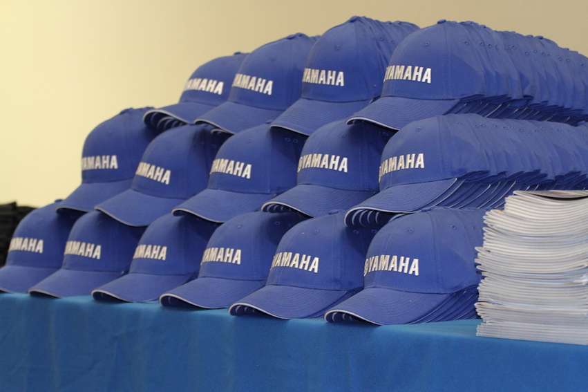 Yamaha came ready to give some hats away.