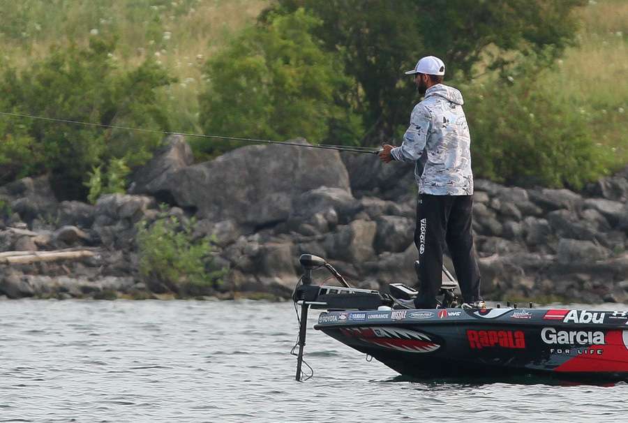 Mike Iaconelli started his day fishing just upstream from Powroznik. 