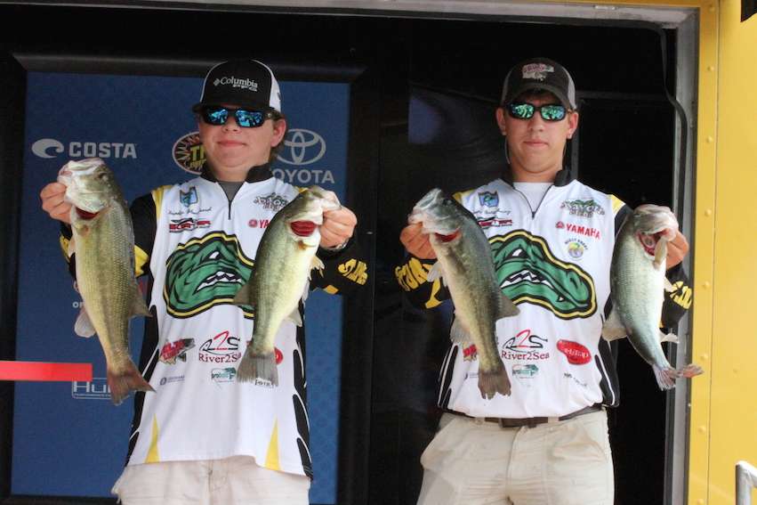 Braden Blanchard and Cade Fortenberry of St. Amant High School brought 17-11 to the scales and are in 5th place.