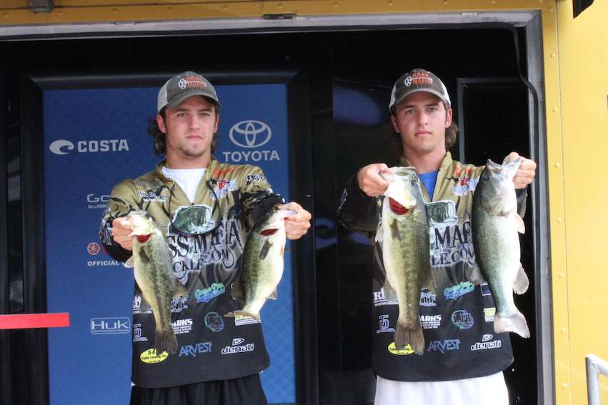 Josh and Jake Dugger of Pottsville High School sit in 23rd with four fish weighing 11-15.