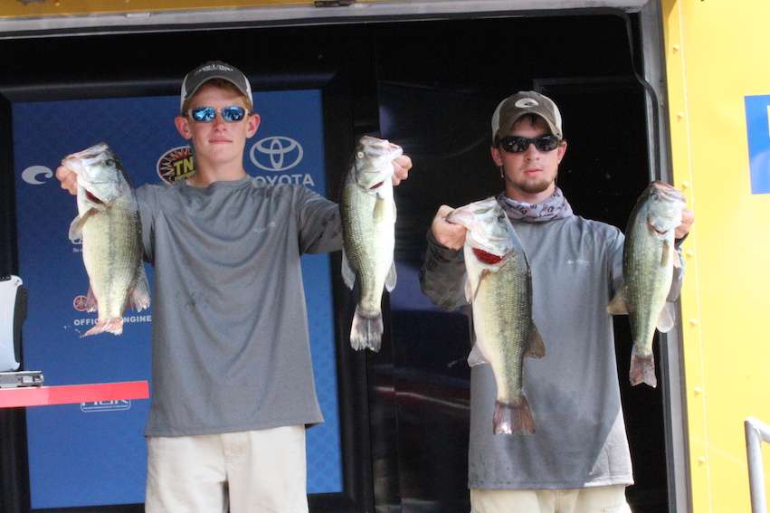 Cody Stahl and Tate VanEdmond of the Crosspointe Christian Fishing Club are in 14th after bringing 14-3 to the scales.