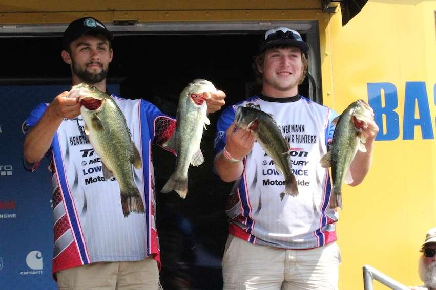 Nathan Kmiecik and Cole Luetkenhaus from Bishop Newman High School are in 12th place with 14-15.