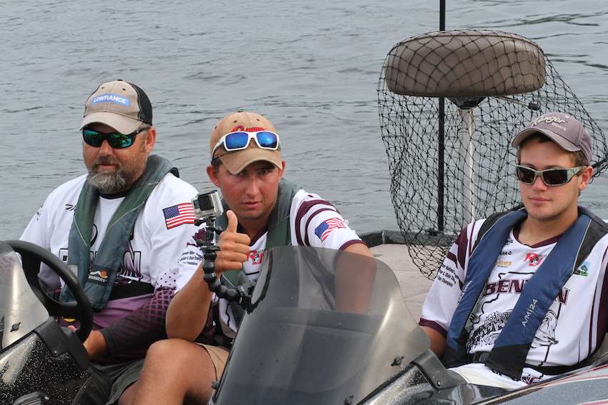 Trevor McKinney gives a thumbs up, but his partner Dailus Richardson is just as happy to be fishing on his birthday today. Happy Birthday.
