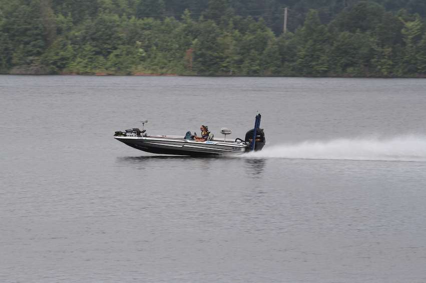 Anglers fly by as they change spots early on Friday morning.