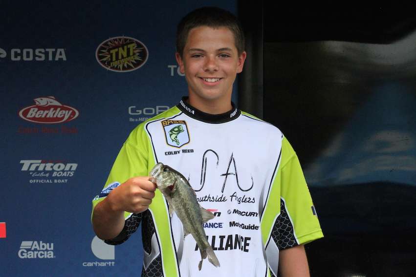 The Indiana team of Colby Reed and Jenna Albertson are in 12th with one fish for 11 ounces on the Junior side.