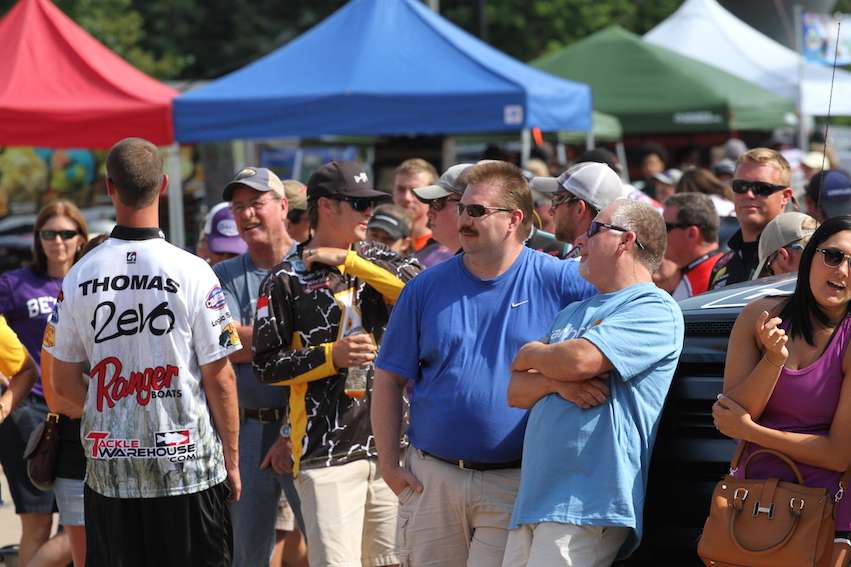 Anglers join the large crowd after weigh-in.