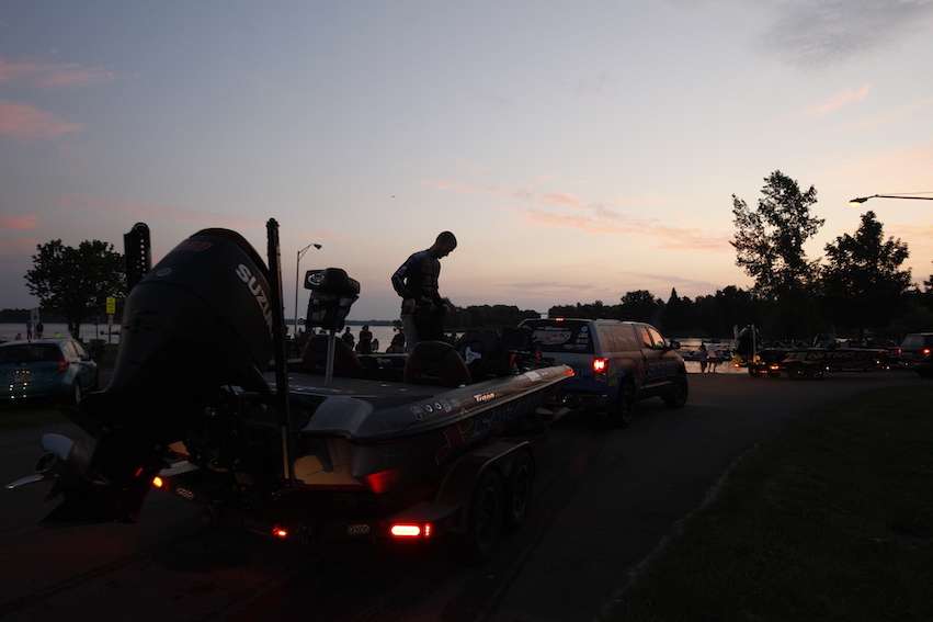 Anglers arrive at the launch ramp early on Day 1.
