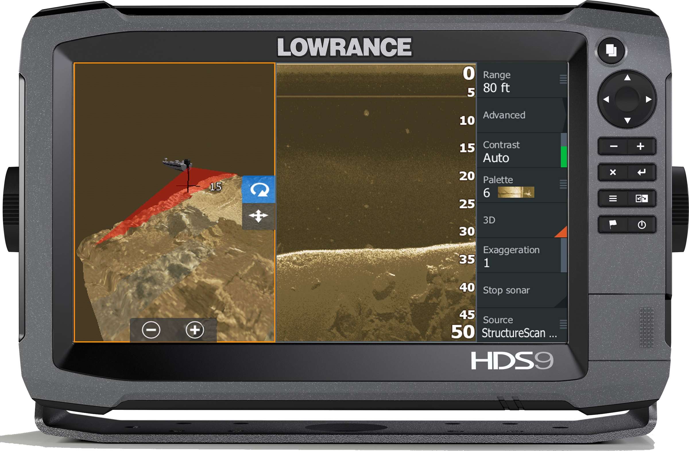 <b>Lowrance</b><br>
Structure Scan 3D<br>
StructureScan 3D gives anglers a stunning, never-before-seen, three-dimensional display of structures below in relation to their boat on HDS Gen3 fishfinder/chartplotters and NSS and NSO evo2 navigational systems.</p>
